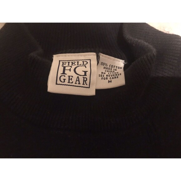 Mens VTG Field Gear Black Cotton Sweater Sz Medium Turtleneck Pullover - Picture 2 of 3